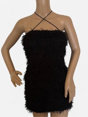 Black Feather Mini Dress